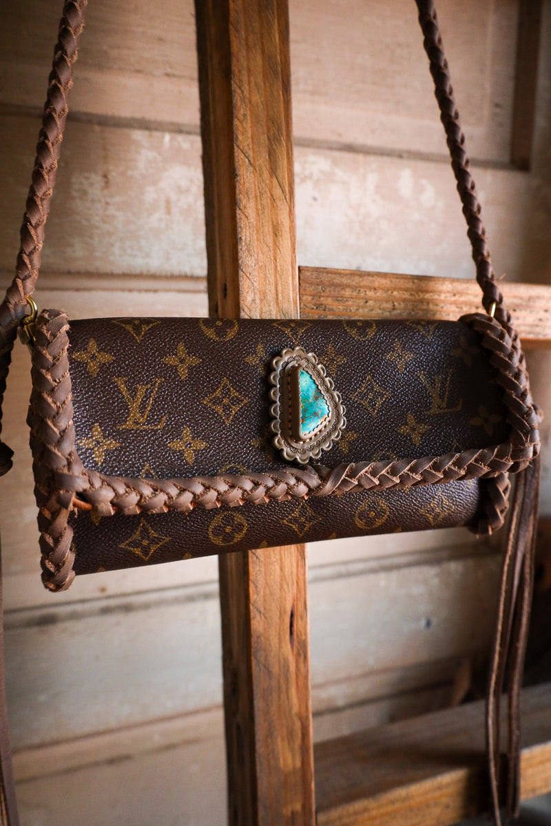 Leather and Vodka Twin Pochette Smoke 35 Carat Royston Turquoise Handbag