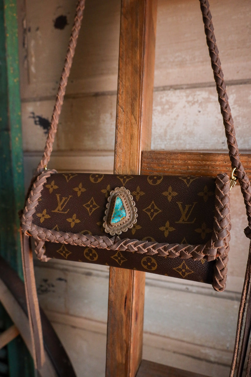 Leather and Vodka Twin Pochette Smoke 35 Carat Royston Turquoise Handbag