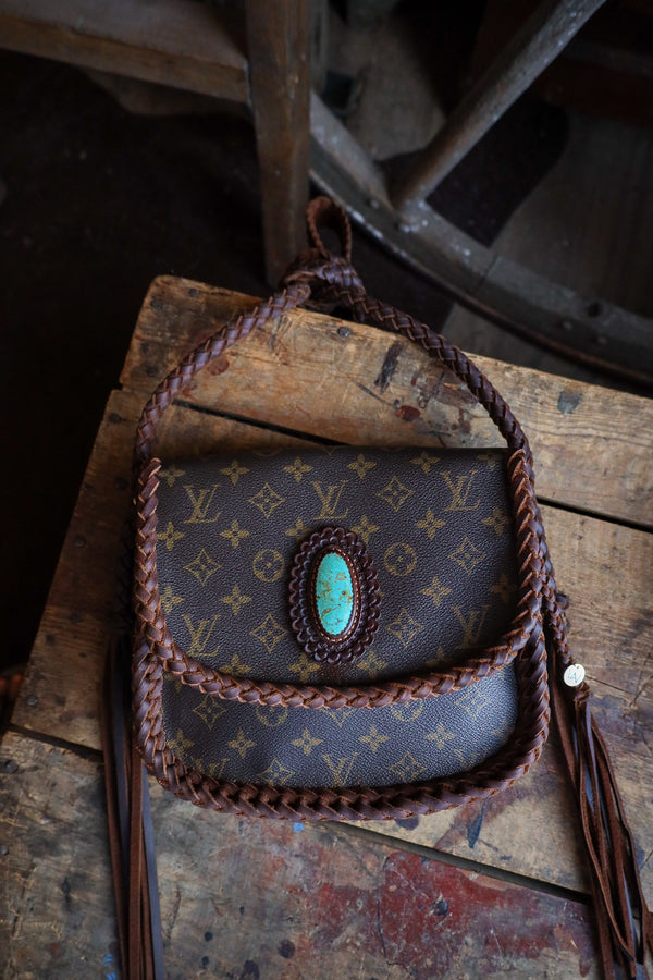 Leather and Vodka Saint Cloud GM Chocolate and 60 Carat Kingman Turquoise Handbag 