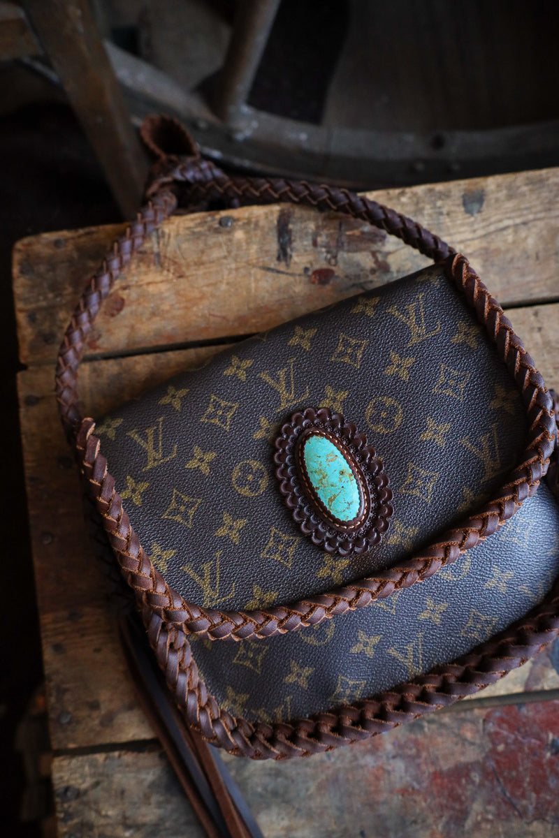 Leather and Vodka Saint Cloud GM Chocolate and 60 Carat Kingman Turquoise Handbag 