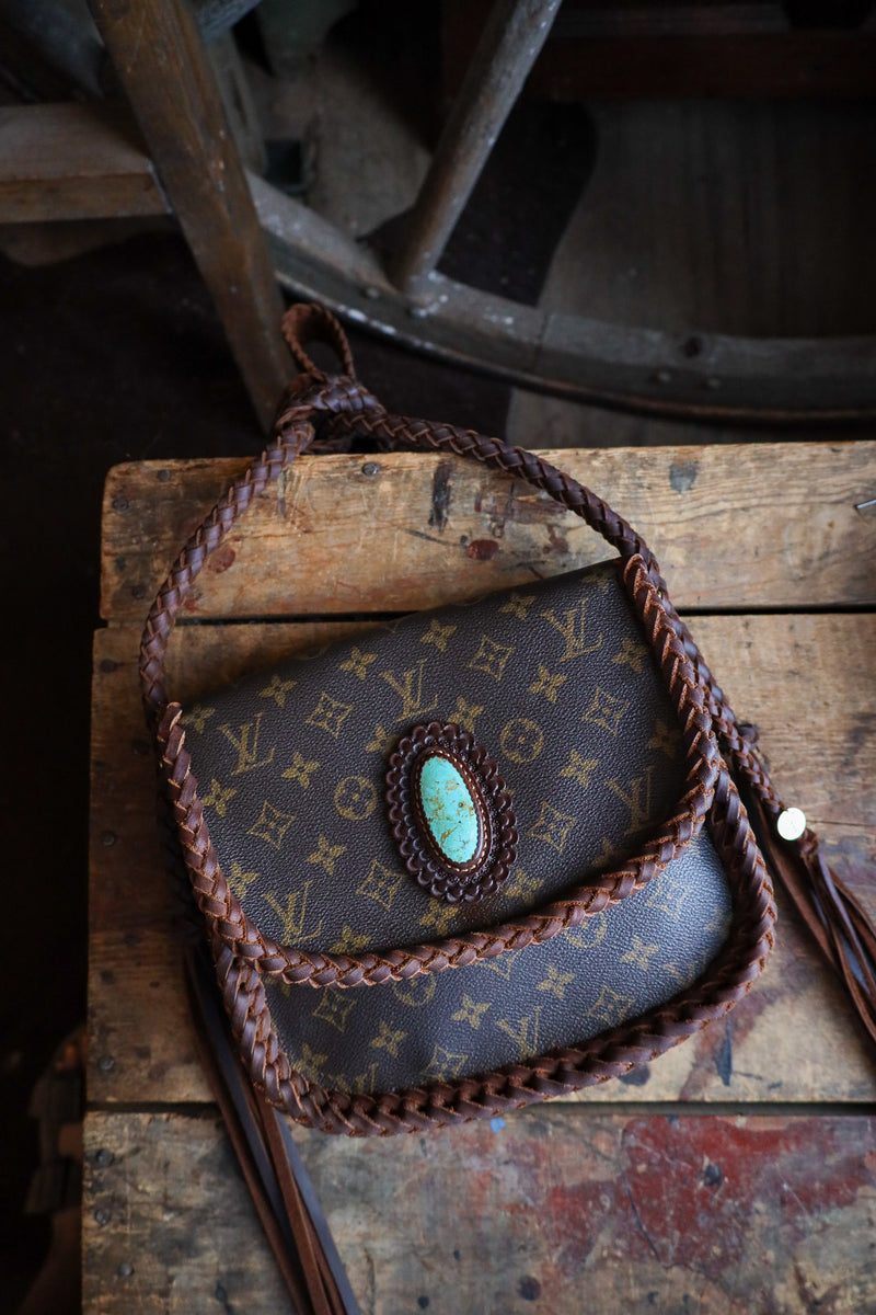 Leather and Vodka Saint Cloud GM Chocolate and 60 Carat Kingman Turquoise Handbag 