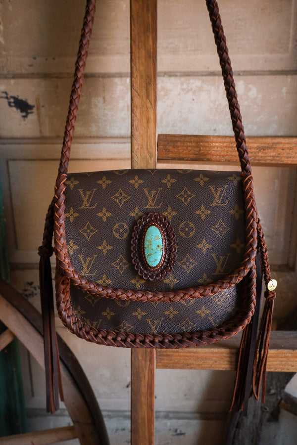 Leather and Vodka Saint Cloud GM Chocolate and 60 Carat Kingman Turquoise Handbag 