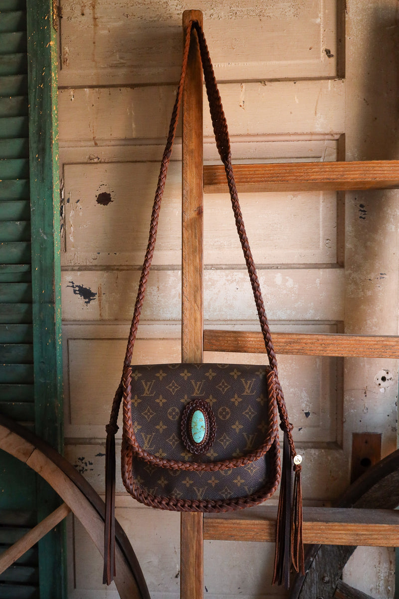 Leather and Vodka Saint Cloud GM Chocolate and 60 Carat Kingman Turquoise Handbag 