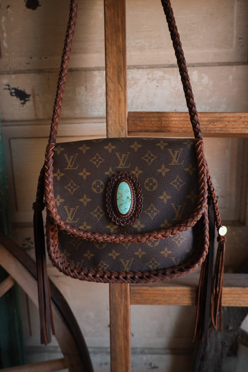 Leather and Vodka Saint Cloud GM Chocolate and 60 Carat Kingman Turquoise Handbag 