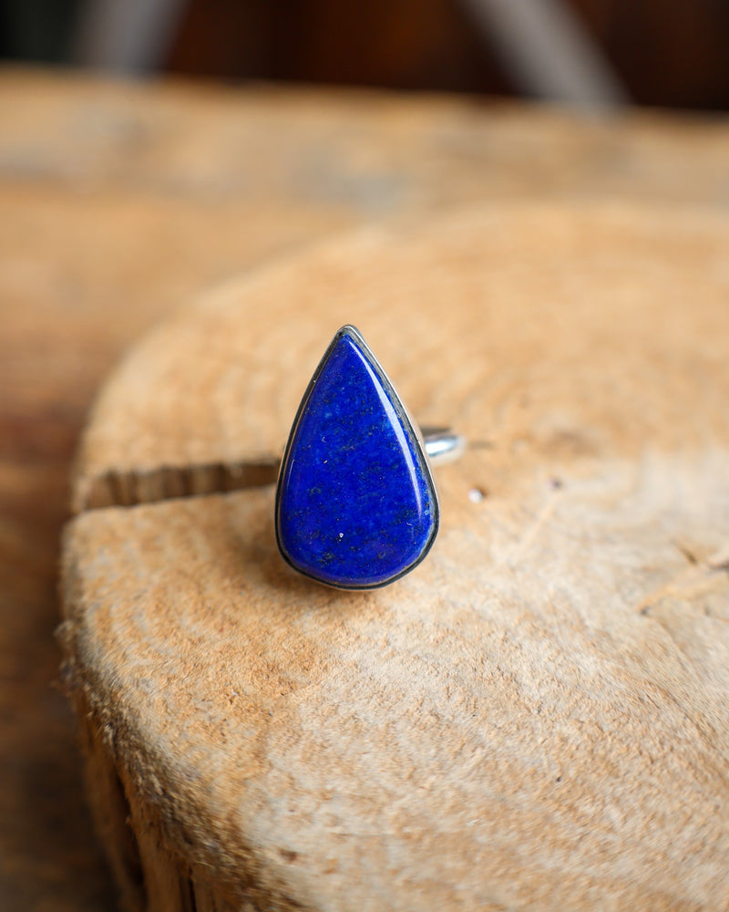 Lapis Teardrop Ring- Size 8