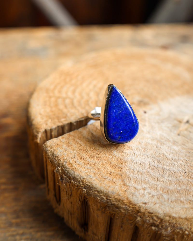 Lapis Teardrop Ring- Size 8