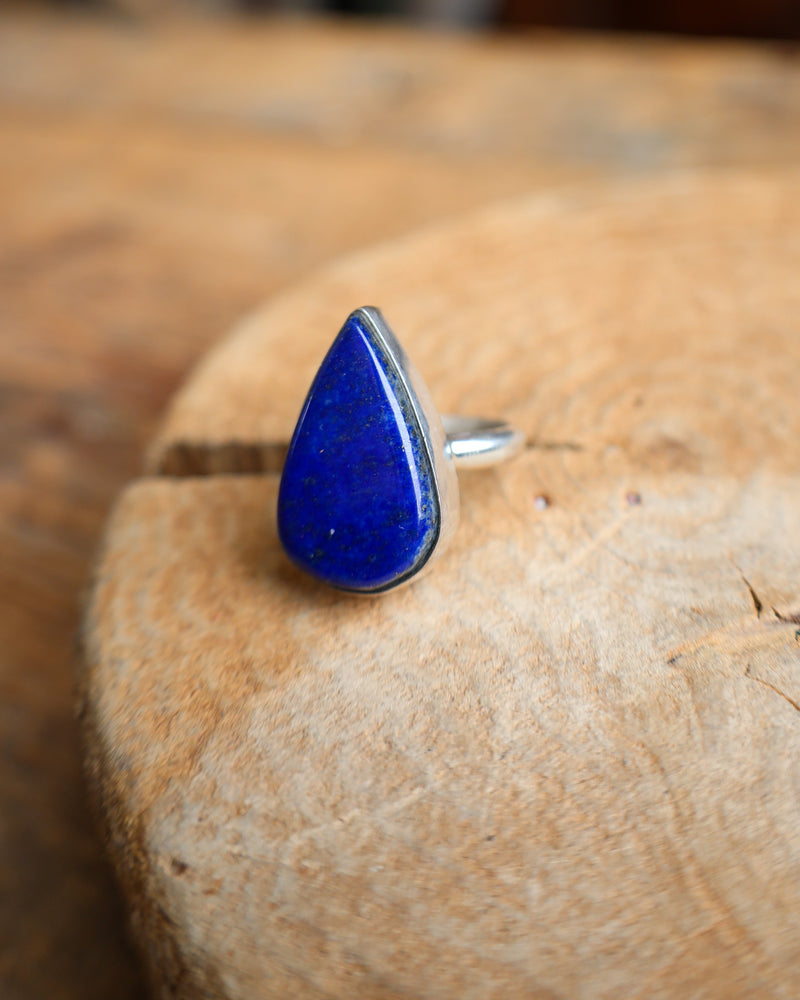 Lapis Teardrop Ring- Size 8