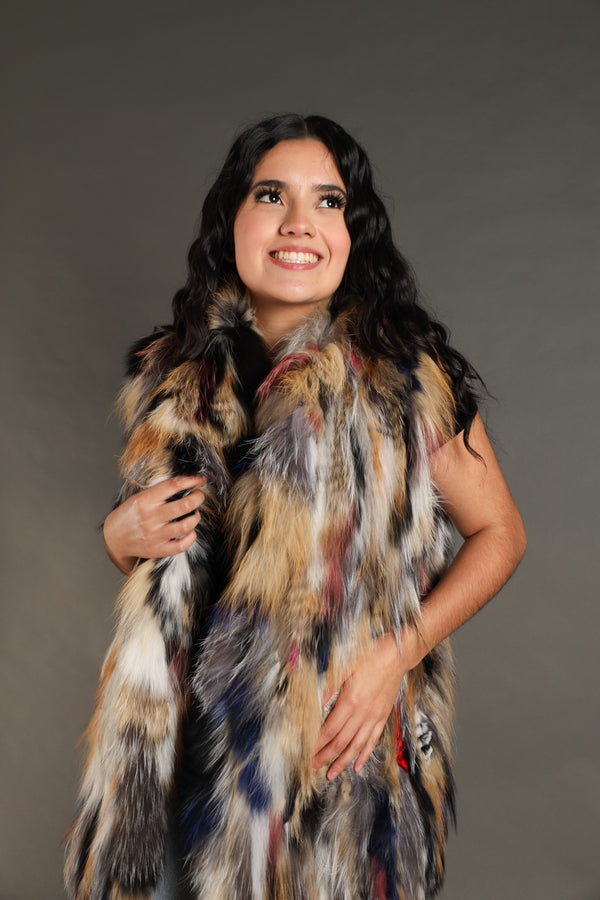 CHOSEN FURS 28" KNITTED FOX & REX VEST