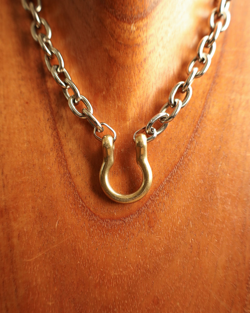 V2 Designs Half Shackle Silver Chain Necklace