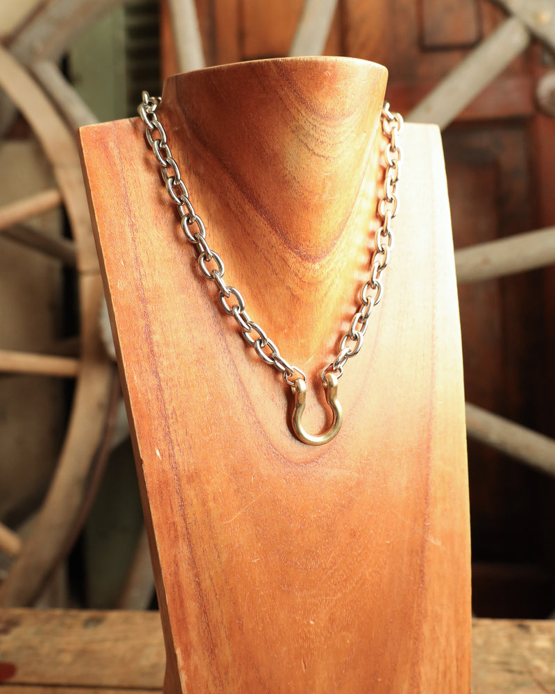 V2 Designs Half Shackle Silver Chain Necklace