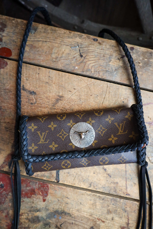 Leather and Vodka x Richard Schmidt Twin Pochette Noir Longhorn Concho Handbag 