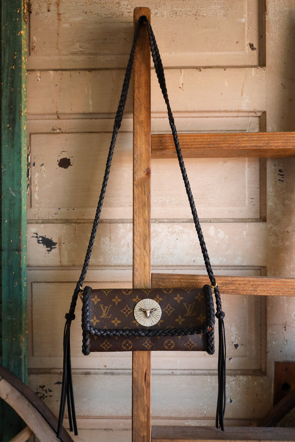 Leather and Vodka x Richard Schmidt Twin Pochette Noir Longhorn Concho Handbag 