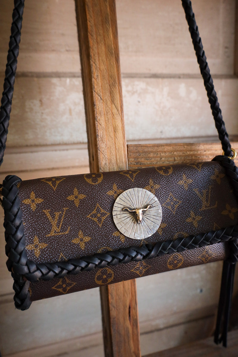Leather and Vodka x Richard Schmidt Twin Pochette Noir Longhorn Concho Handbag 