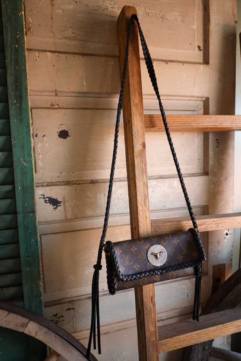 Leather and Vodka x Richard Schmidt Twin Pochette Noir Longhorn Concho Handbag 