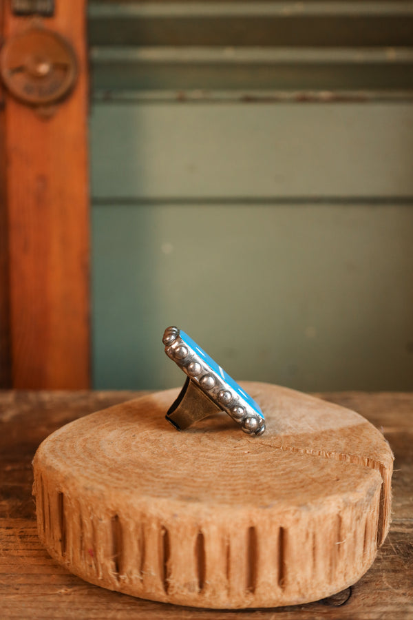 Baby Blue Domino Ring- Adjustable