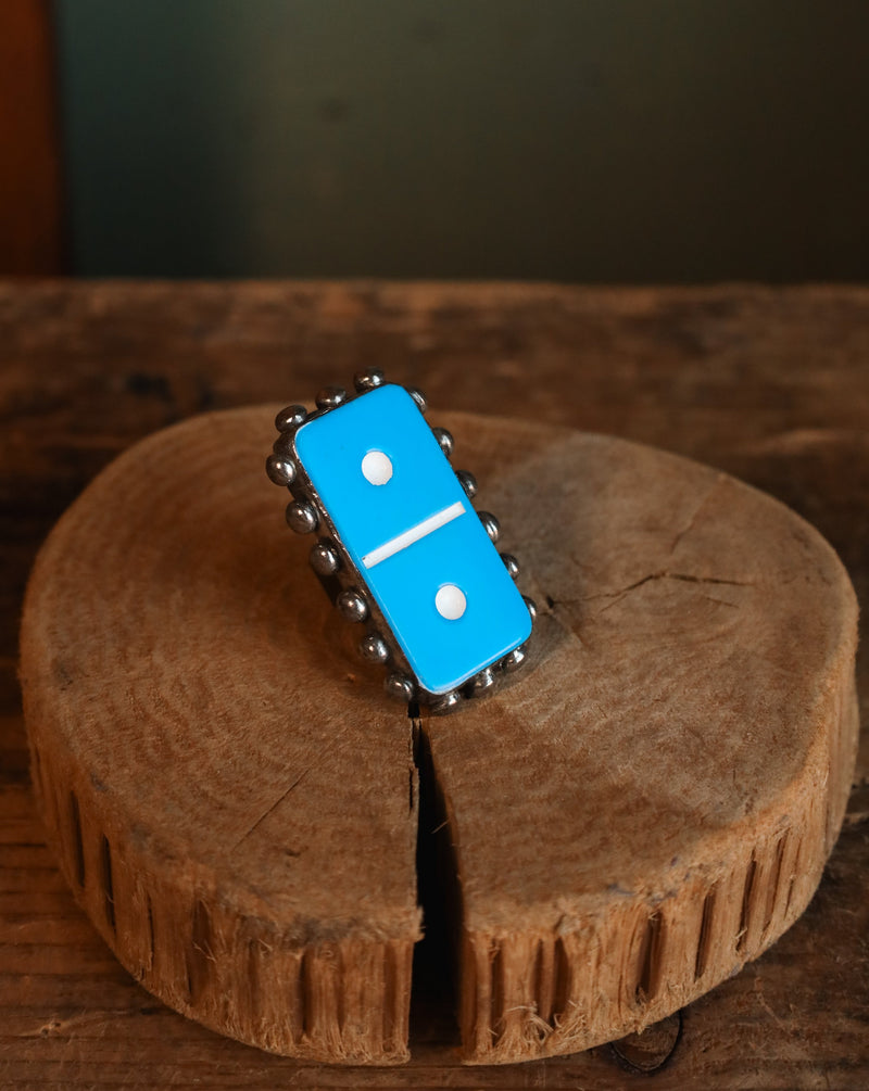 Baby Blue Domino Ring- Adjustable