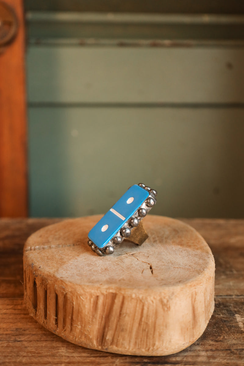 Baby Blue Domino Ring- Adjustable