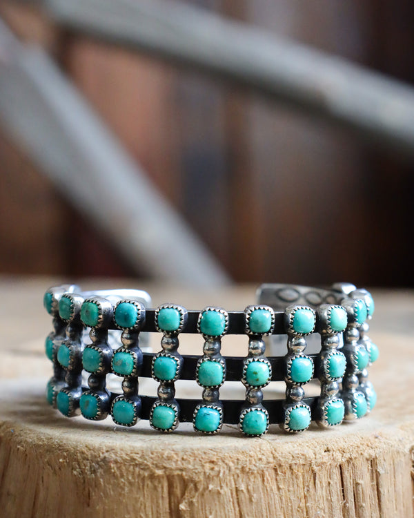 Turquoise Rounds With Sterling Silver Dots Cuff