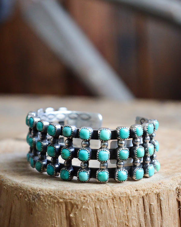 Turquoise Rounds With Sterling Silver Dots Cuff