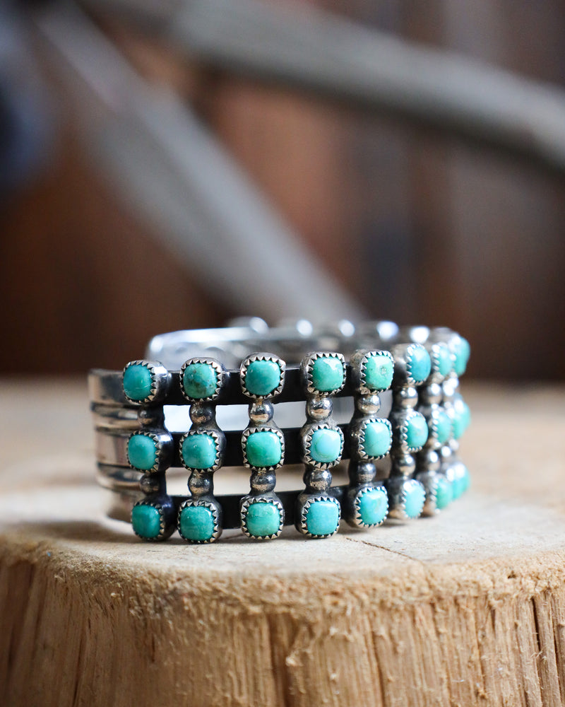 Turquoise Rounds With Sterling Silver Dots Cuff