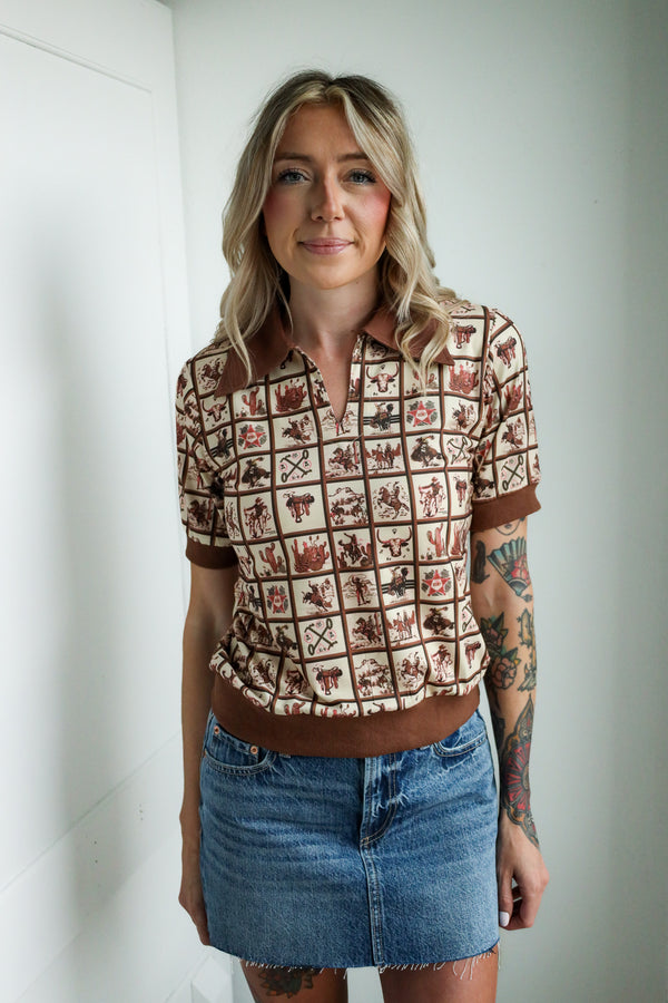 Howdy Hanny Western Check Polo 