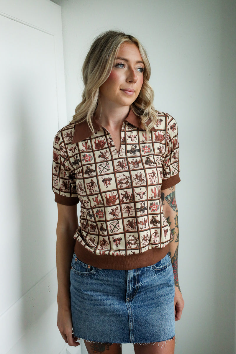 Howdy Hanny Western Check Polo 