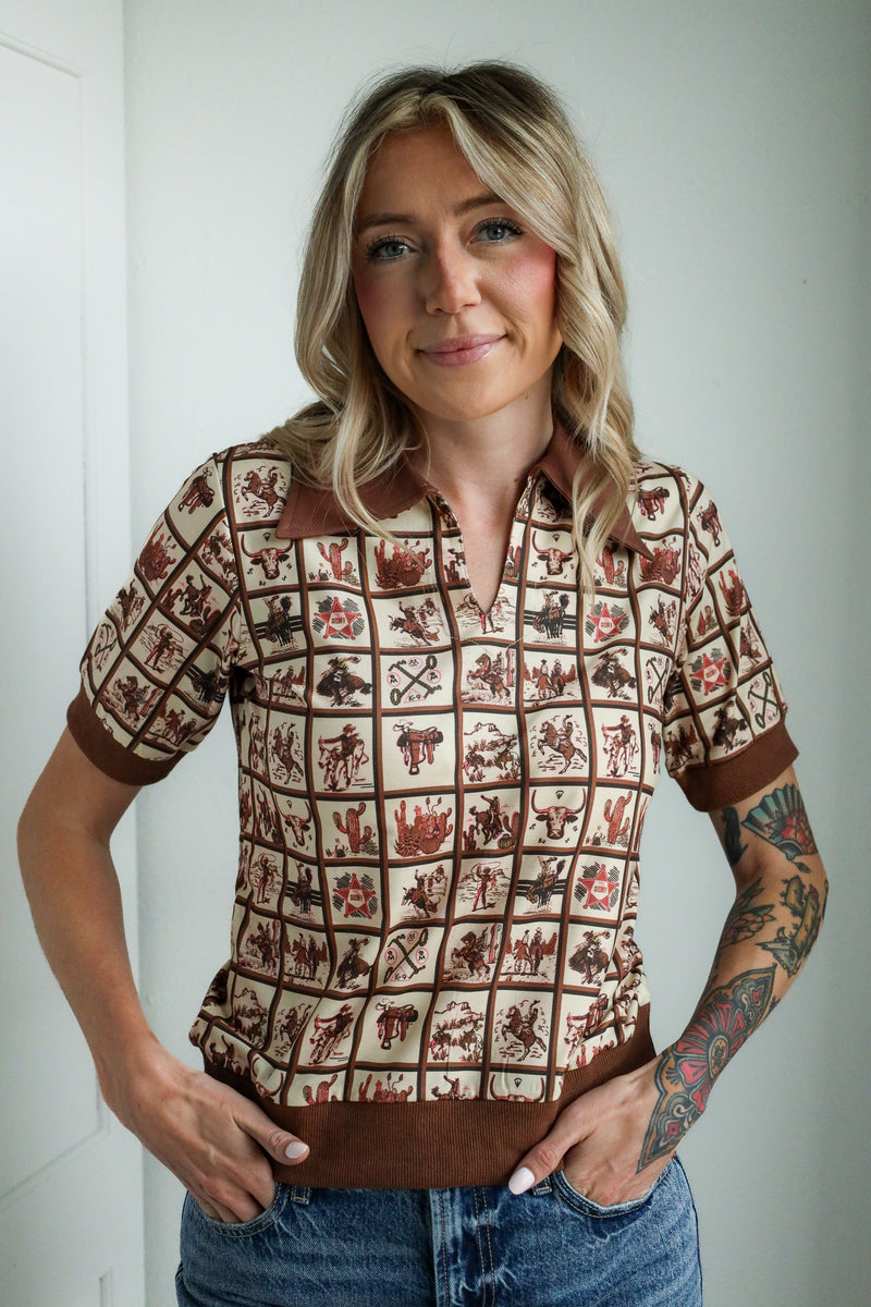 Howdy Hanny Western Check Polo 