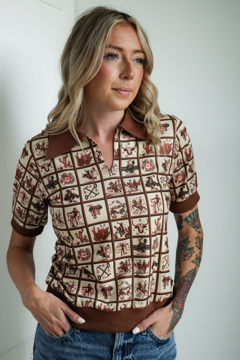 Howdy Hanny Western Check Polo 