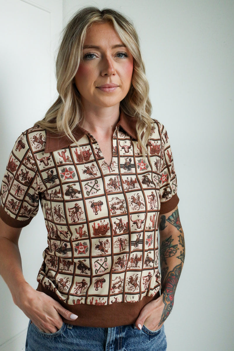 Howdy Hanny Western Check Polo 