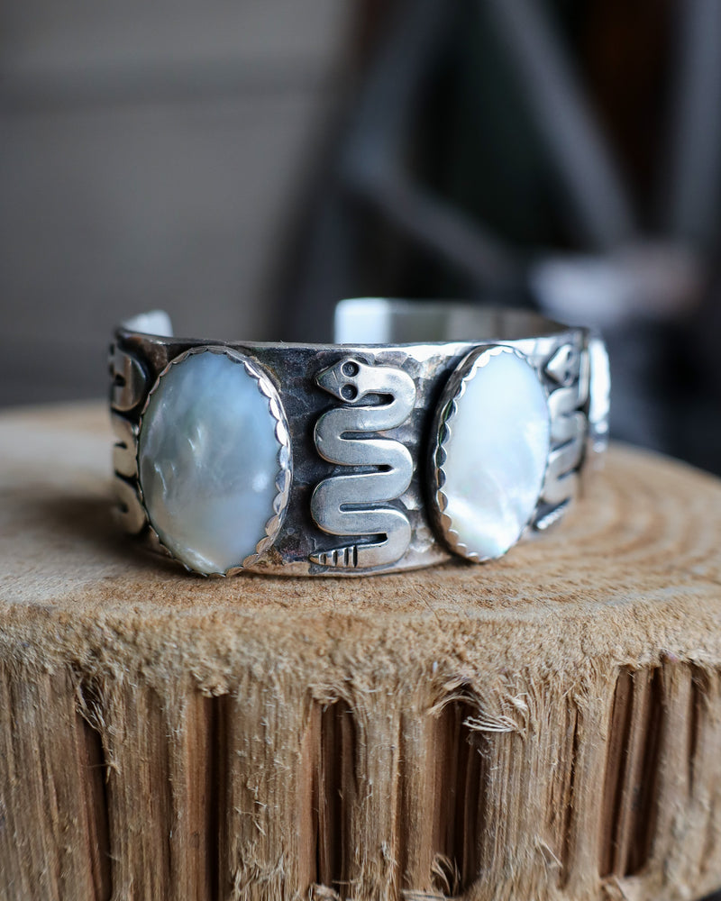 RICHARD SCHMIDT SNAKE AND MOTHER OF PEARL OVALS CUFF