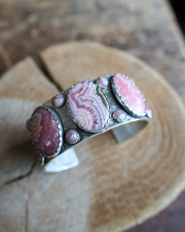 RICHARD SCHMIDT 3 RHODOCHROSITE OVALS 8 ROUNDS CUFF