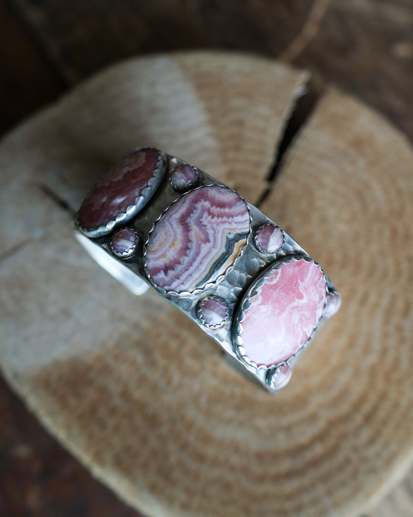 RICHARD SCHMIDT 3 RHODOCHROSITE OVALS 8 ROUNDS CUFF