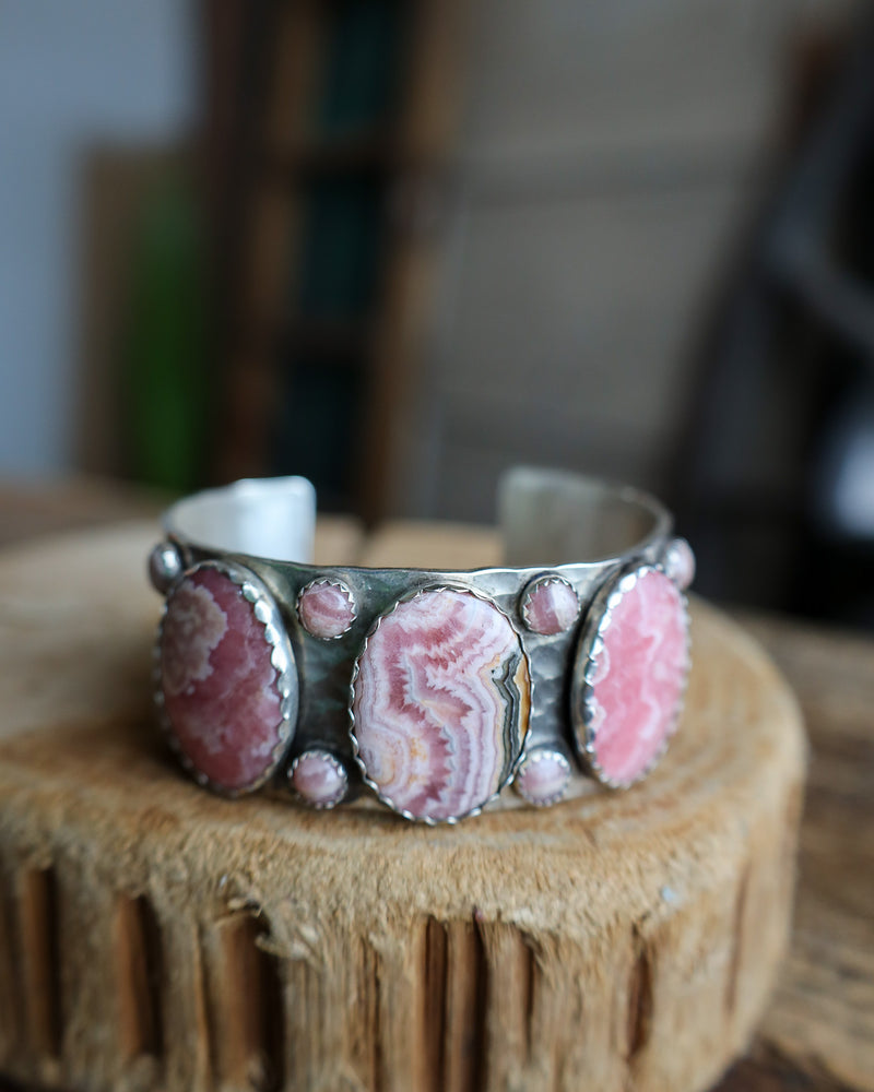 RICHARD SCHMIDT 3 RHODOCHROSITE OVALS 8 ROUNDS CUFF