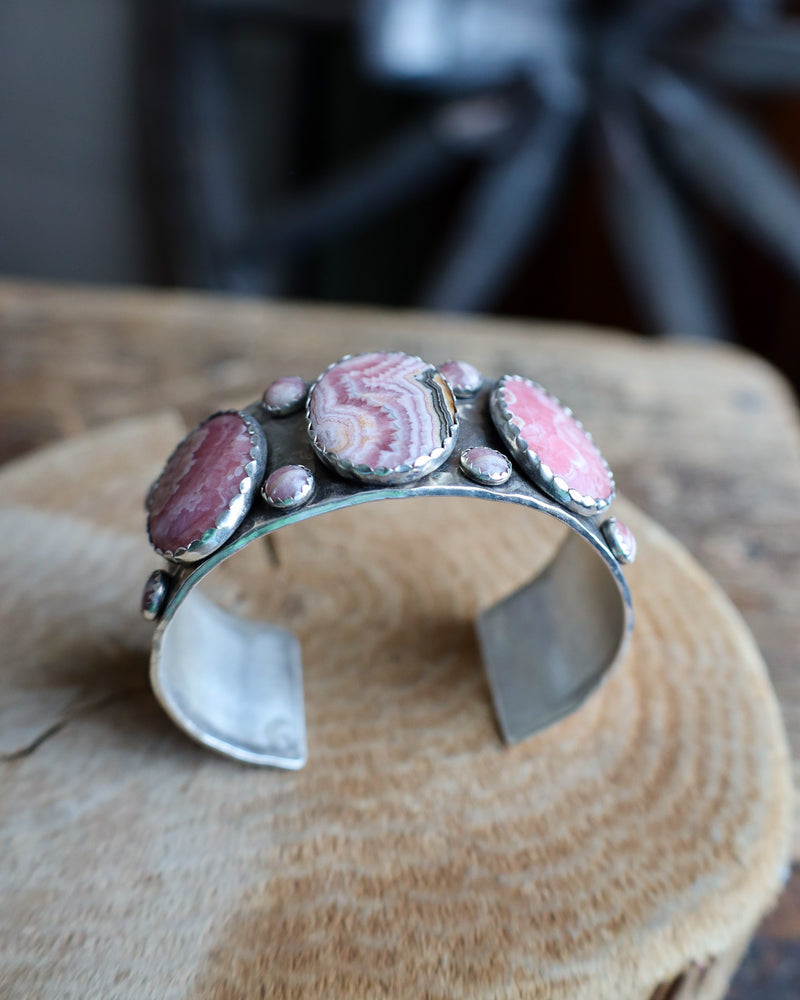 RICHARD SCHMIDT 3 RHODOCHROSITE OVALS 8 ROUNDS CUFF