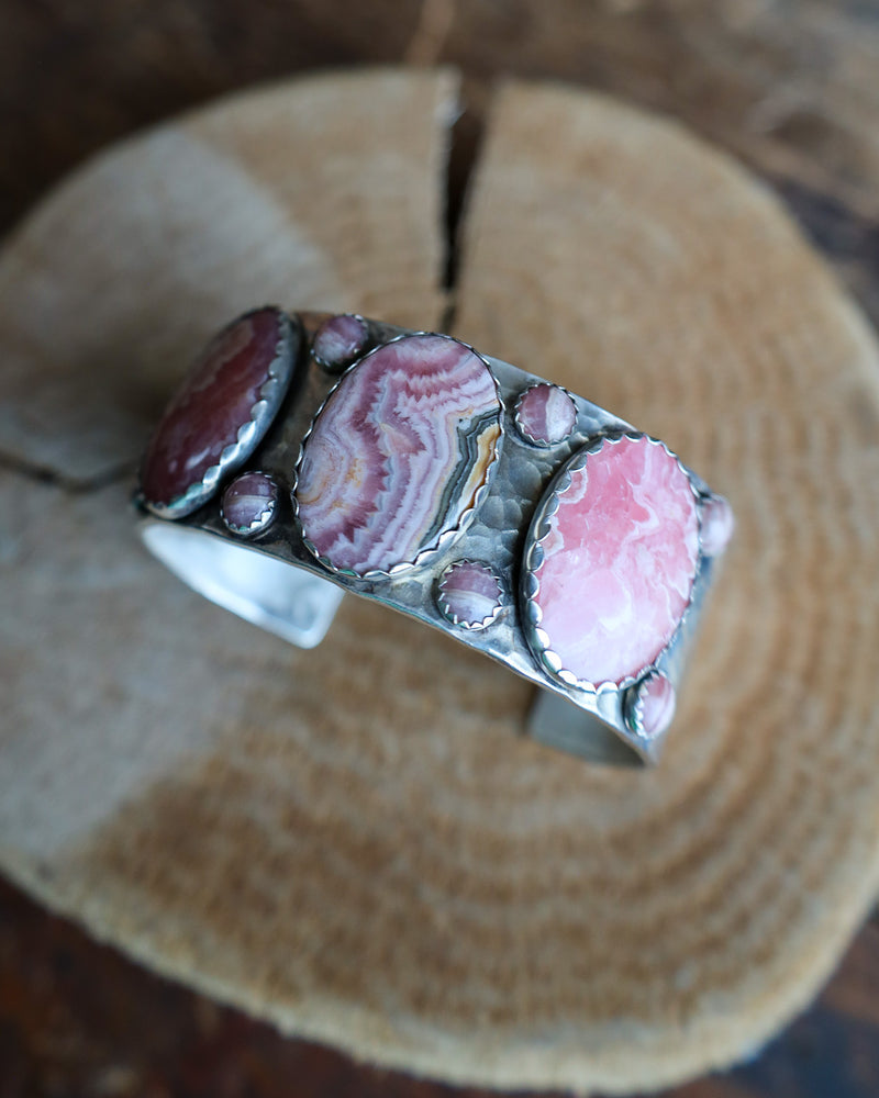 RICHARD SCHMIDT 3 RHODOCHROSITE OVALS 8 ROUNDS CUFF