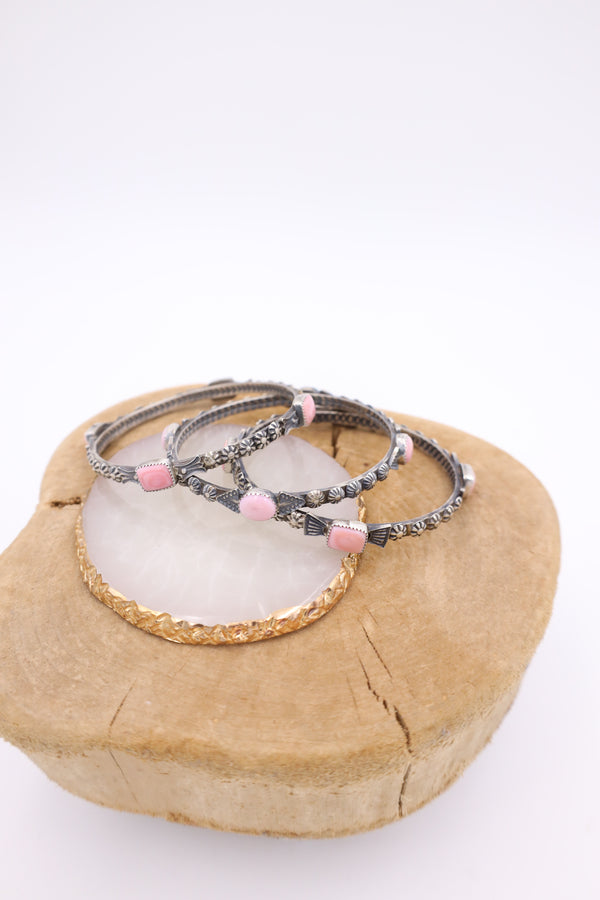 4 Pink Conch Rectangles Bangle with other display bangles