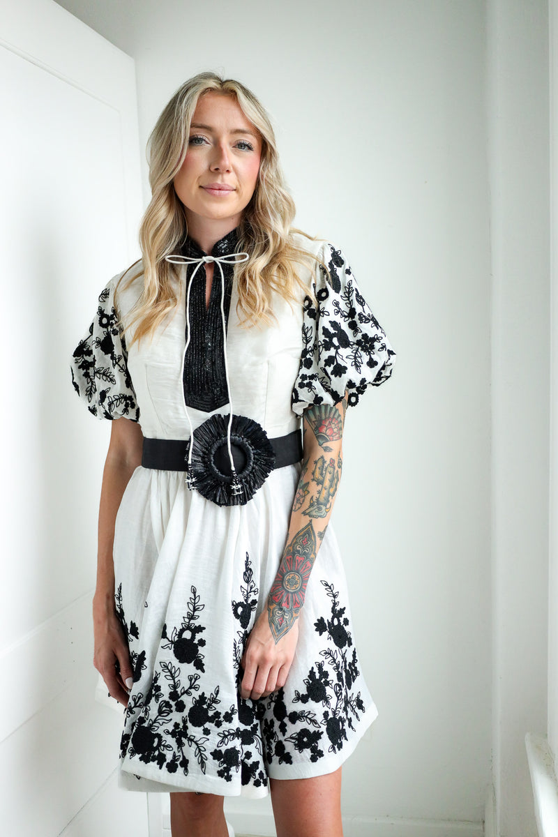 La Fuori Shirt Noir Floral Dress