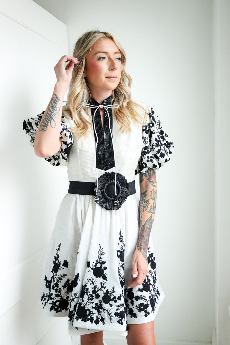 La Fuori Shirt Noir Floral Dress