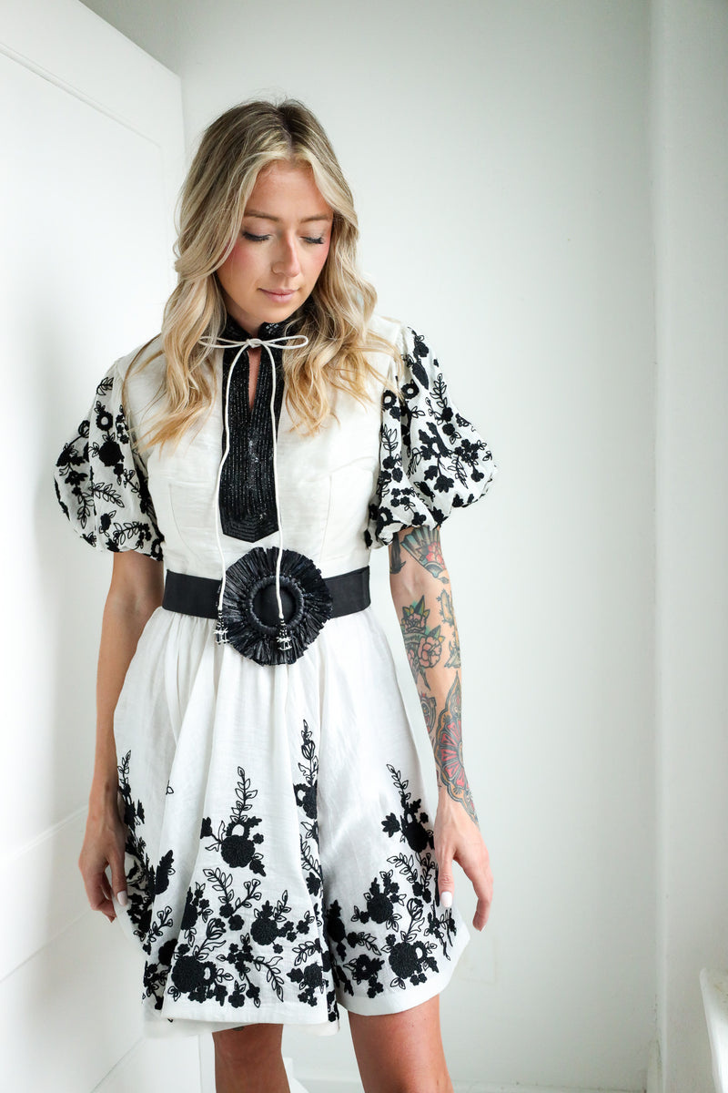 La Fuori Shirt Noir Floral Dress