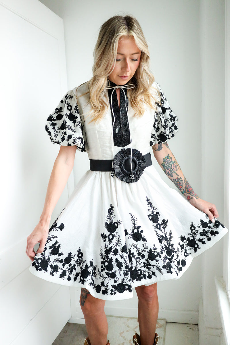 La Fuori Shirt Noir Floral Dress