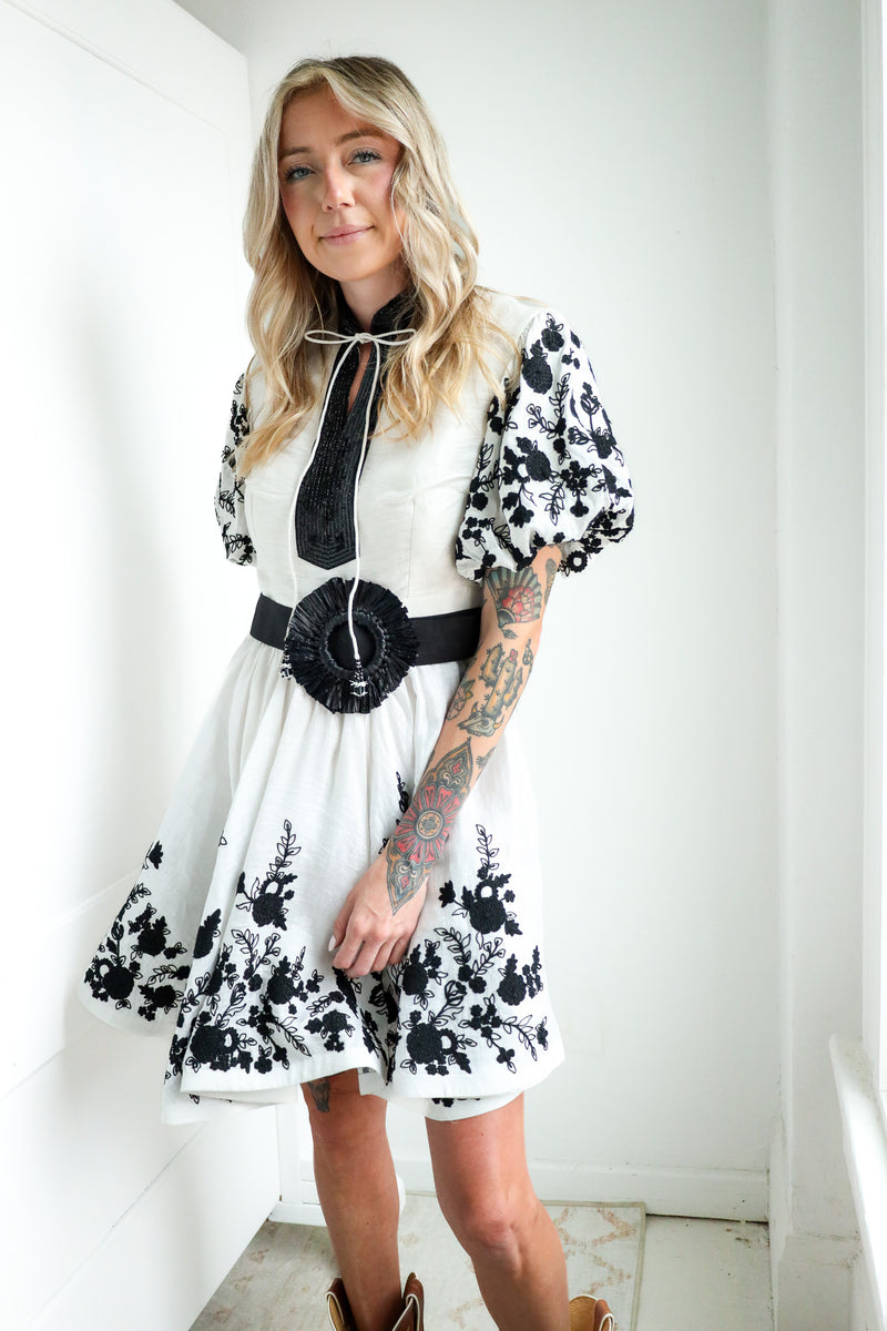 La Fuori Shirt Noir Floral Dress