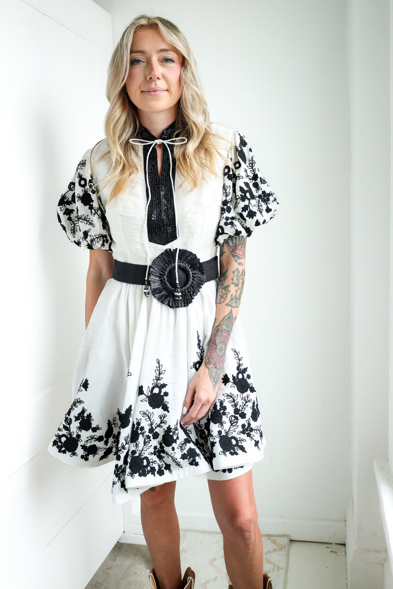 La Fuori Shirt Noir Floral Dress