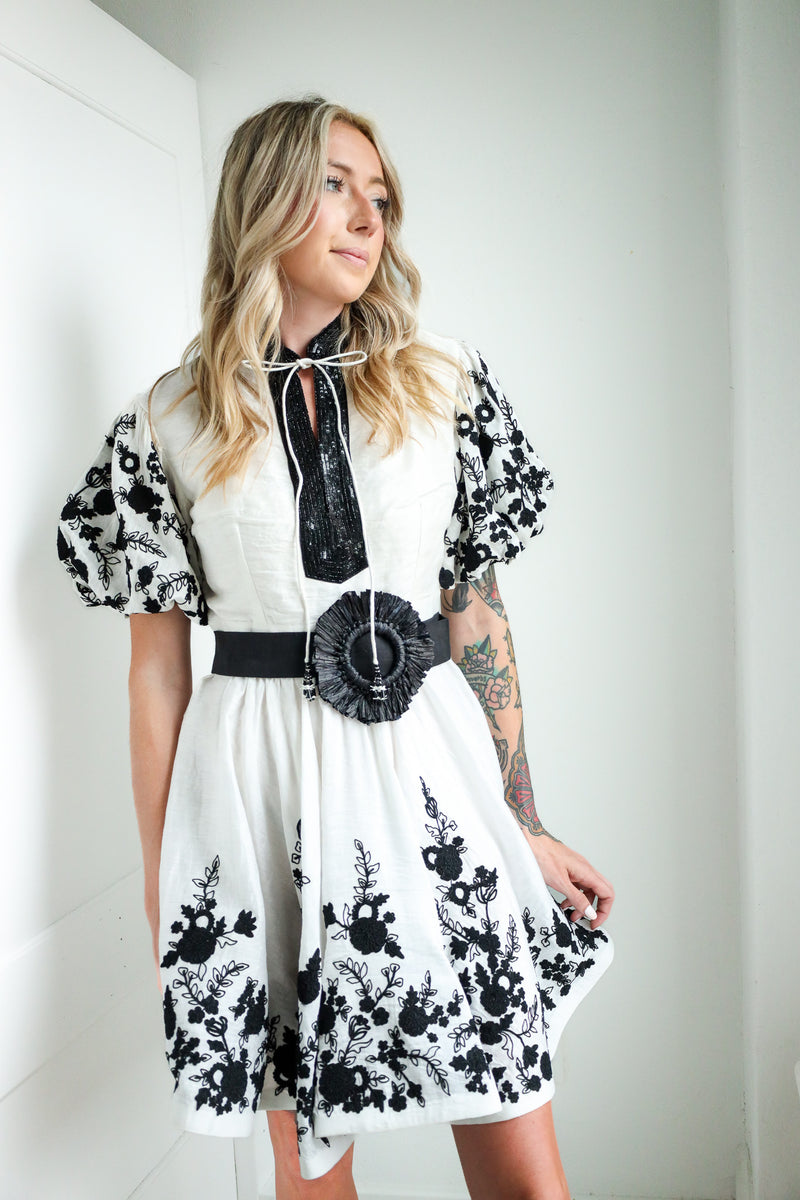 La Fuori Shirt Noir Floral Dress