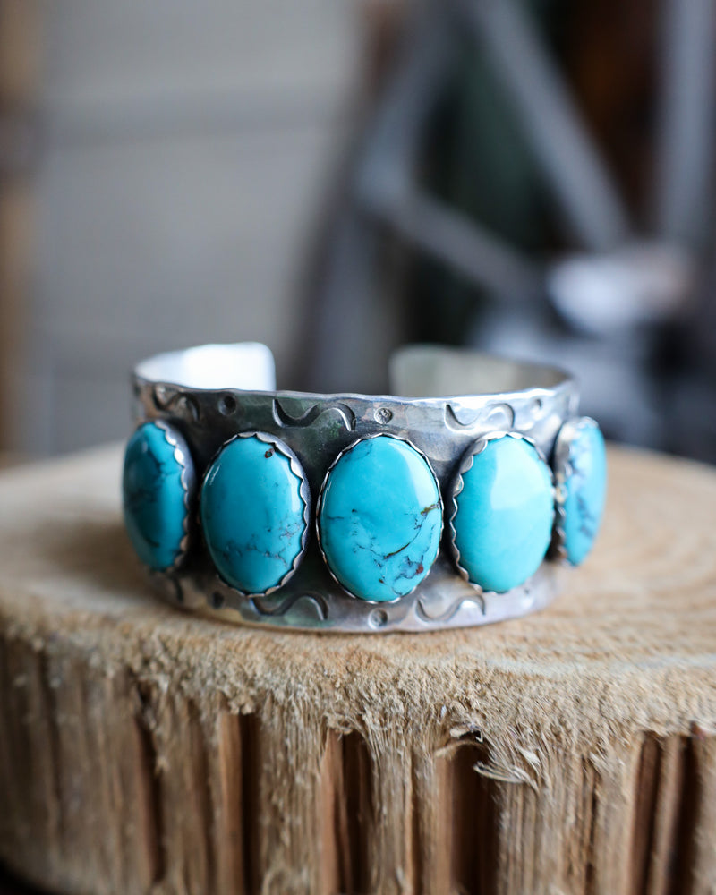 RICHARD SCHMIDT 5 TURQUOISE OVALS 1" CUFF