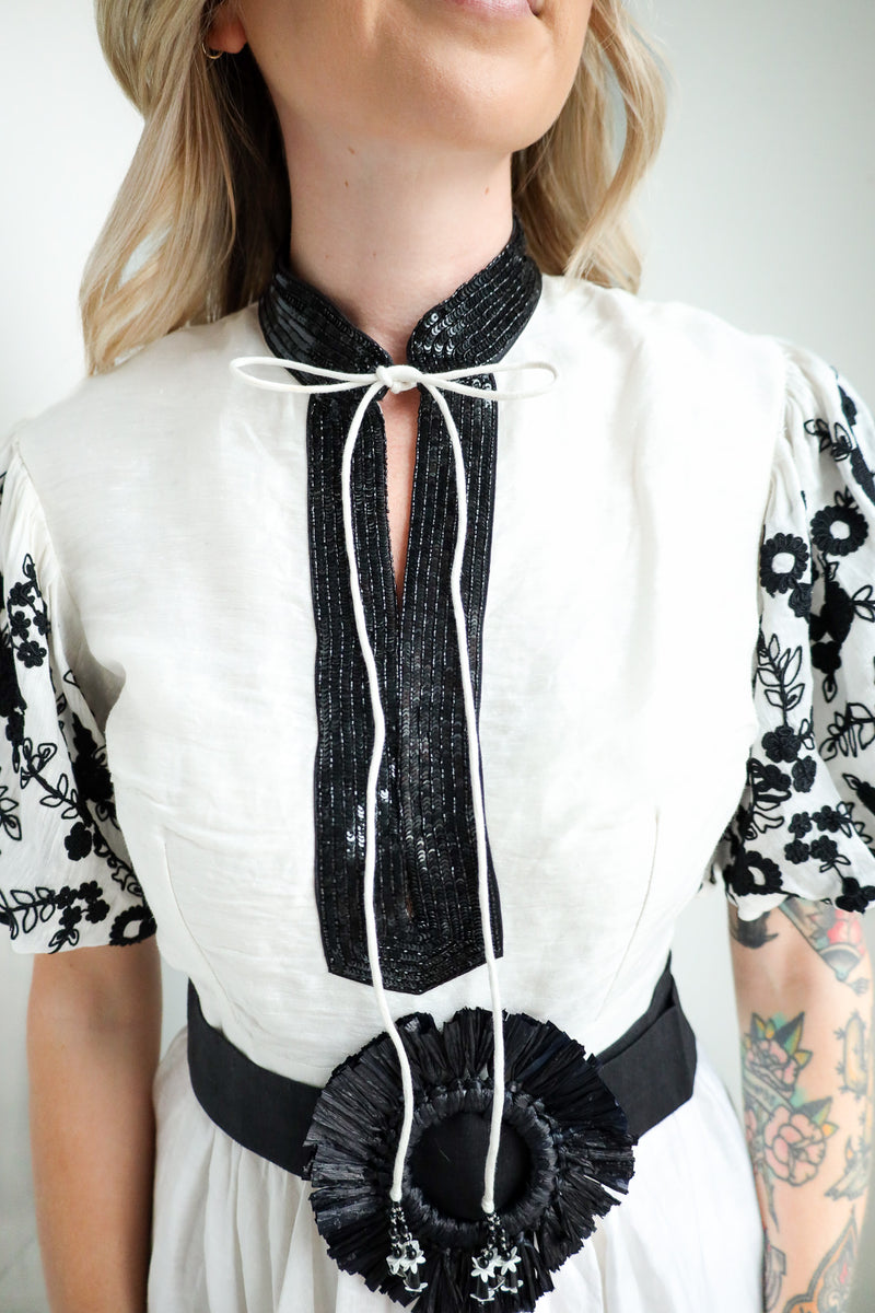La Fuori Shirt Noir Floral Dress