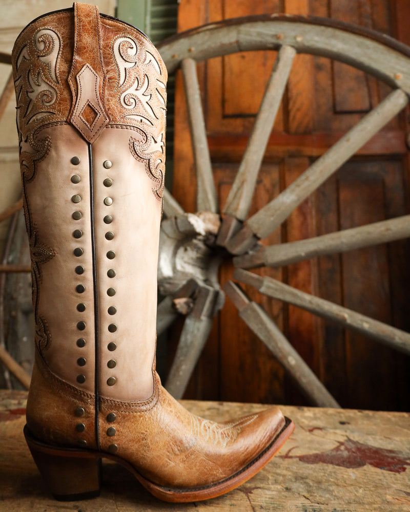 Corral Women's Tall Overlay Embroidery and Stud 15" Boot