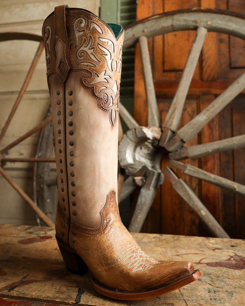 Corral Women's Tall Overlay Embroidery and Stud 15" Boot