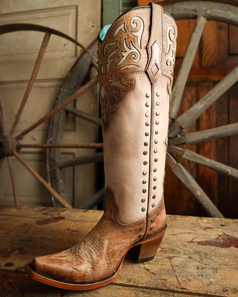 Corral Women's Tall Overlay Embroidery and Stud 15" Boot