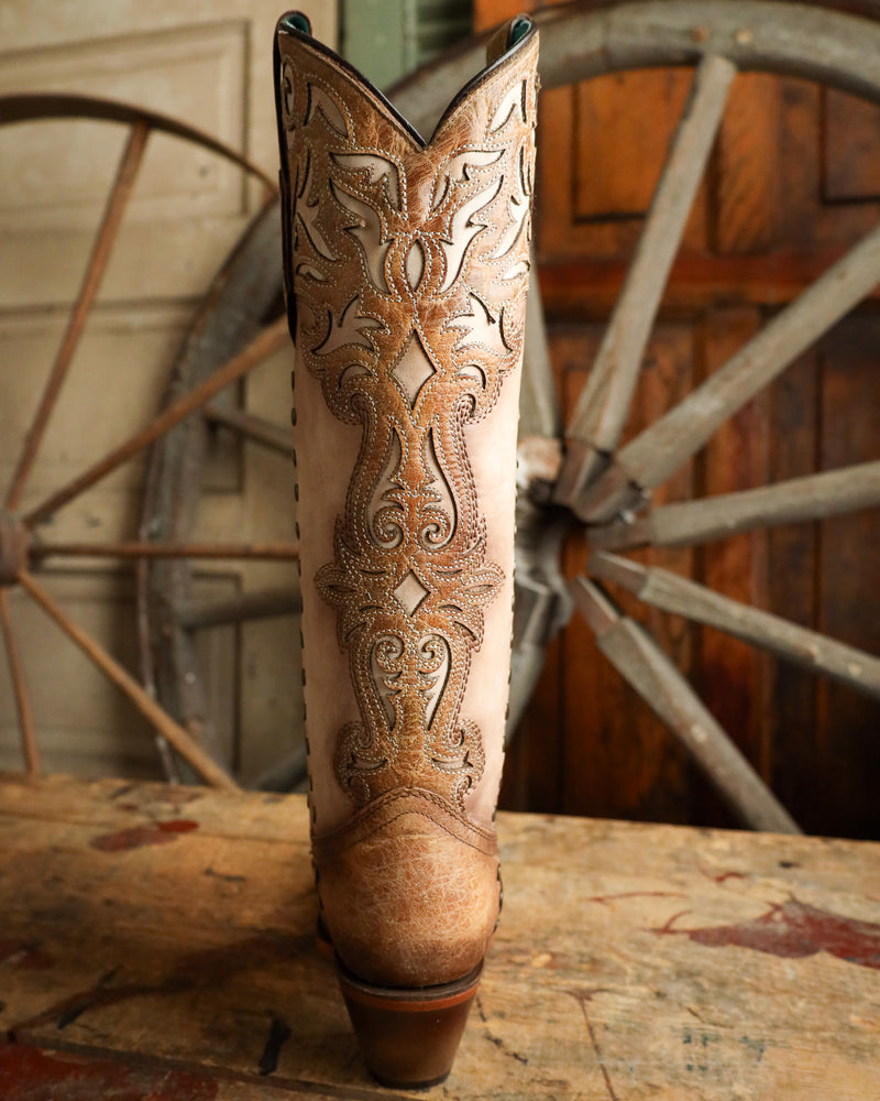 Corral Women's Tall Overlay Embroidery and Stud 15" Boot