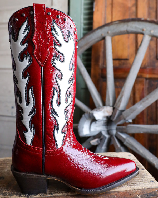 Corral Women's Red Flame Stitch & Studs Boot